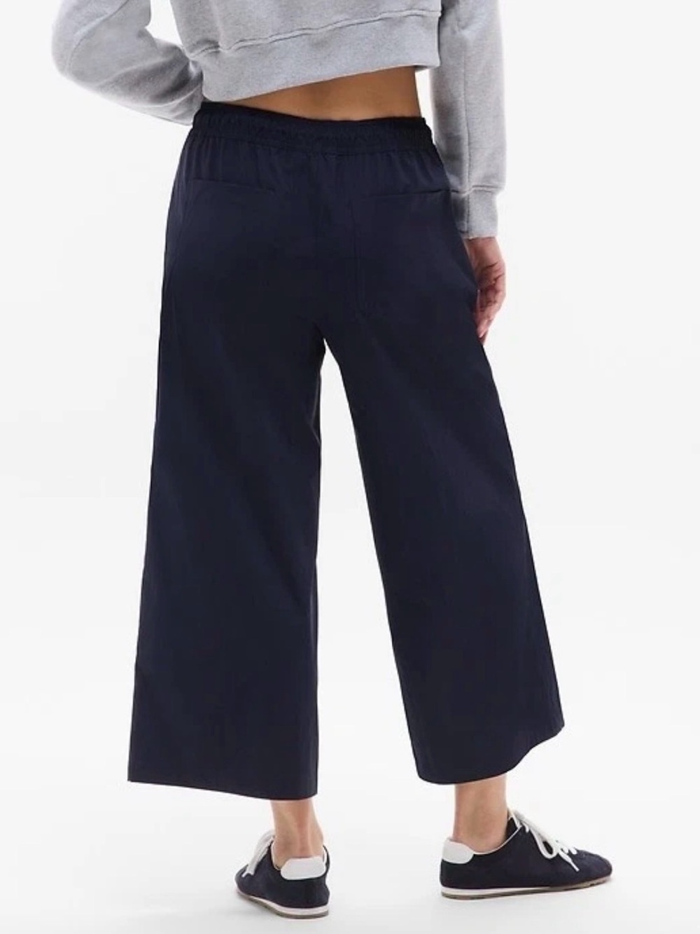 Athleta Navy Wide-Leg Cropped Pants